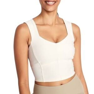 OLD NAVY Light Support Powersoft Longline Sports Bra Dry Ivory Cream Size Medium